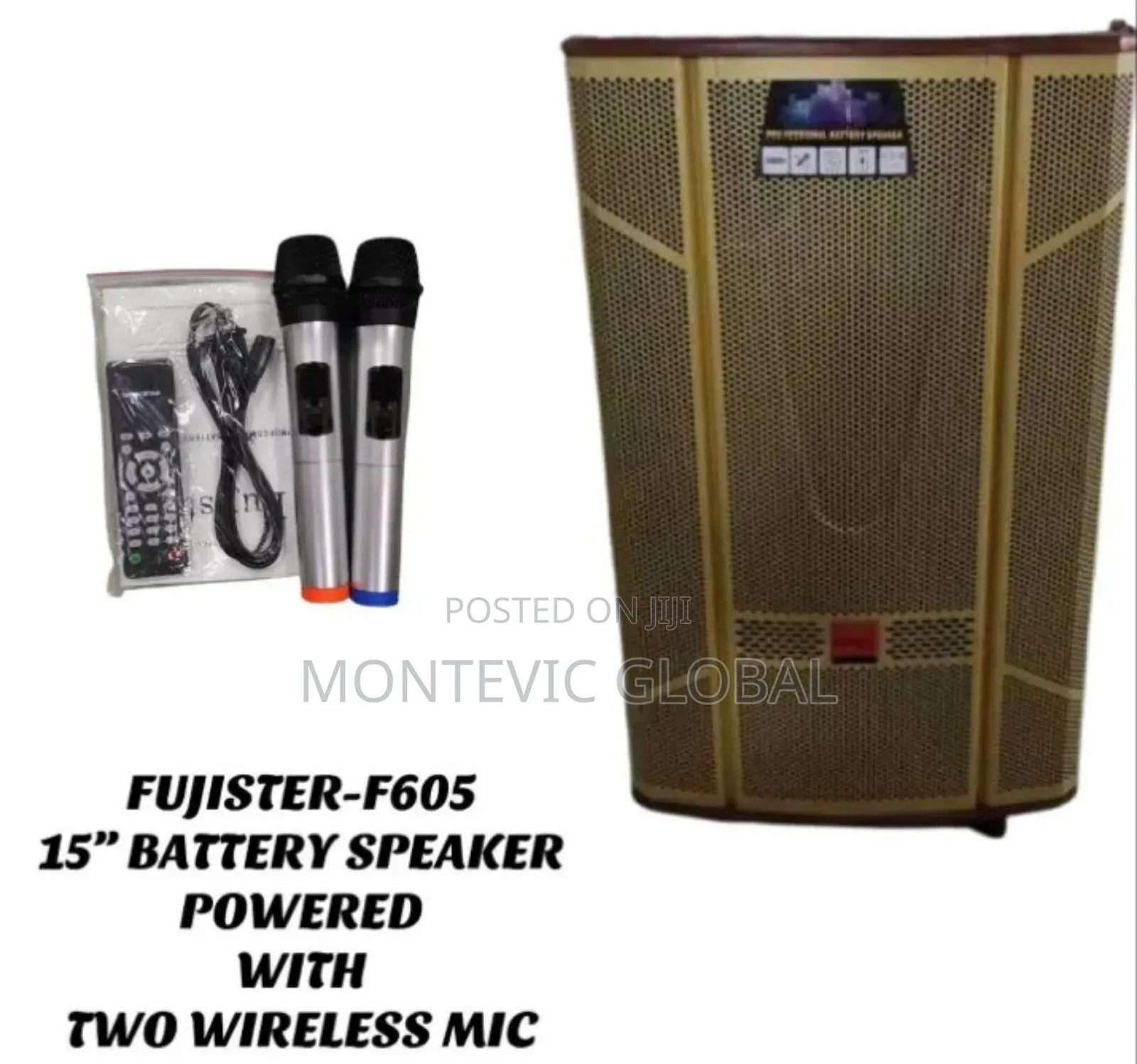 Battery Speaker Powered With 2 Wireless Mics