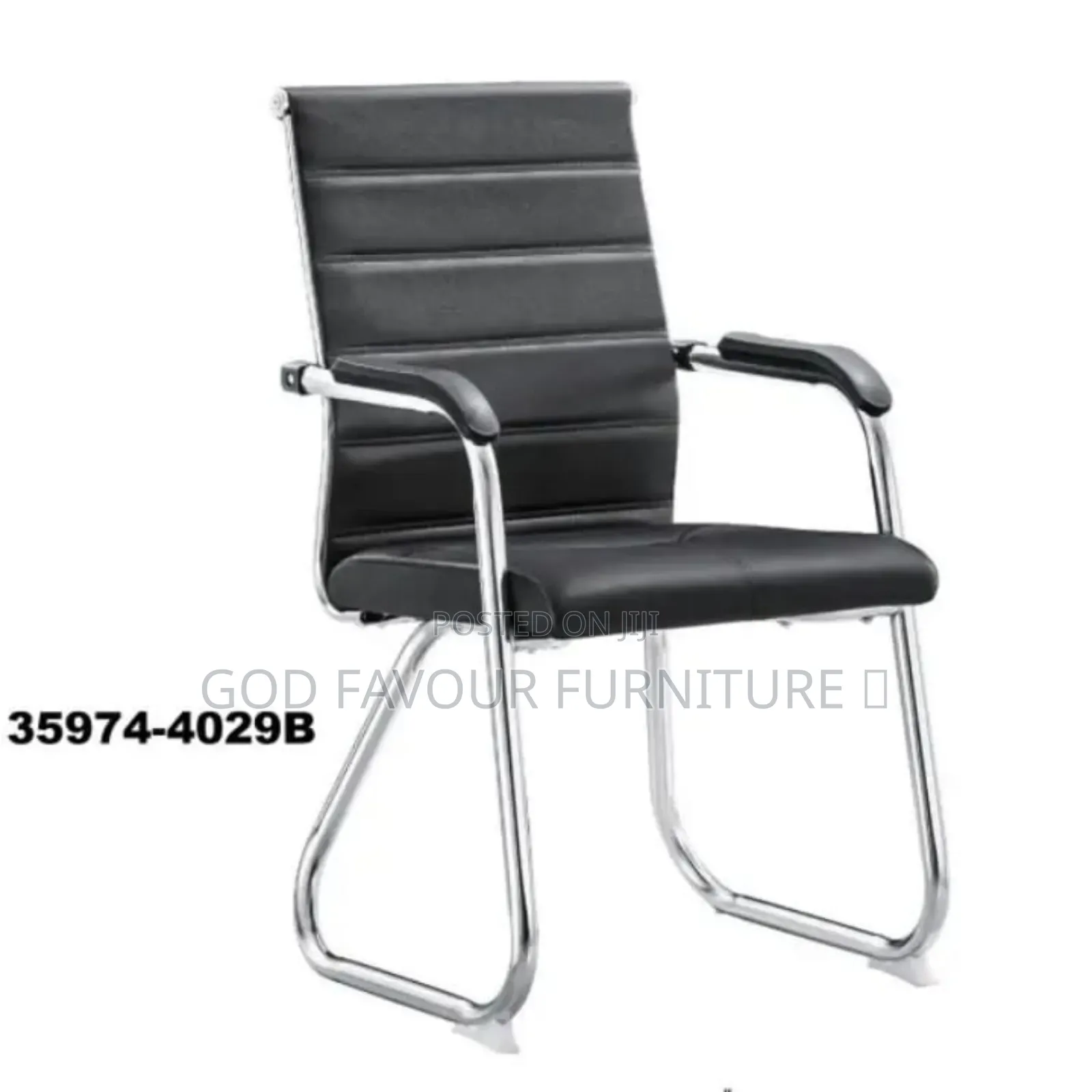 Black Office Chair/Waiting Chair With Steel Base Jf65