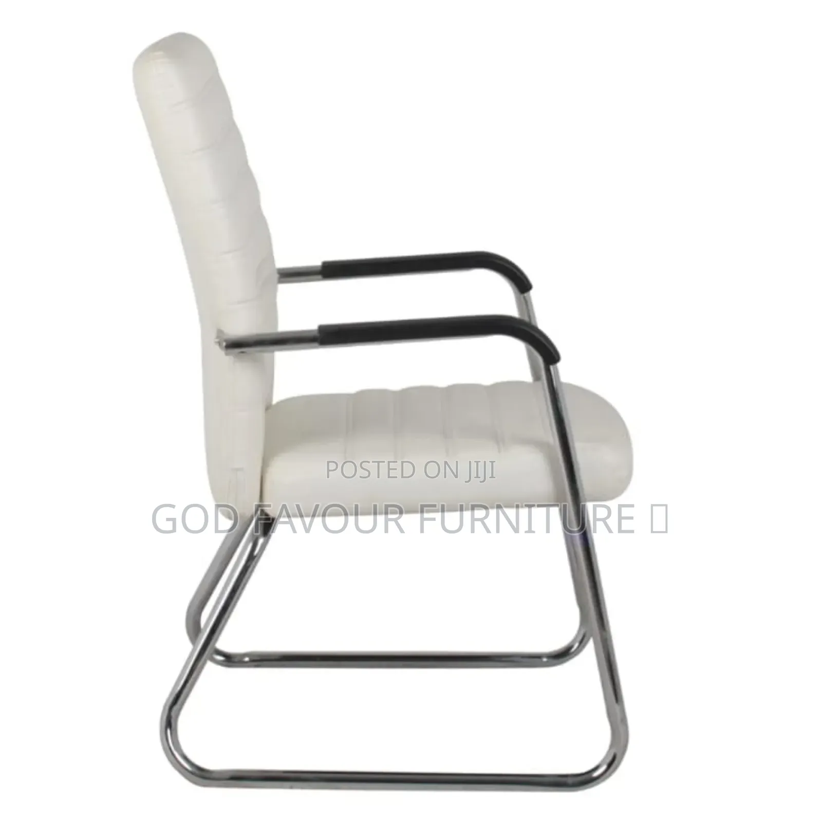Vintage White Office Chair/Waiting Chair With Steel Base Jf5