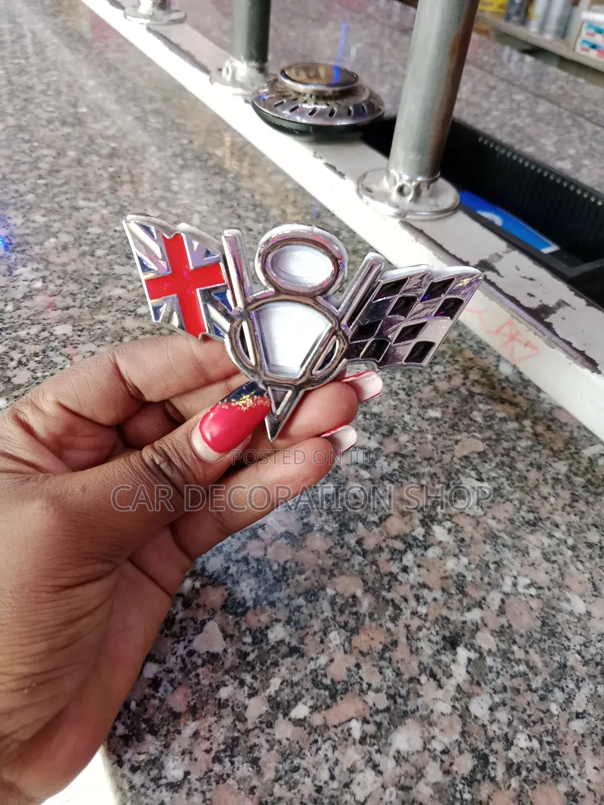 V8 Classy Silver Decal Boot Badge