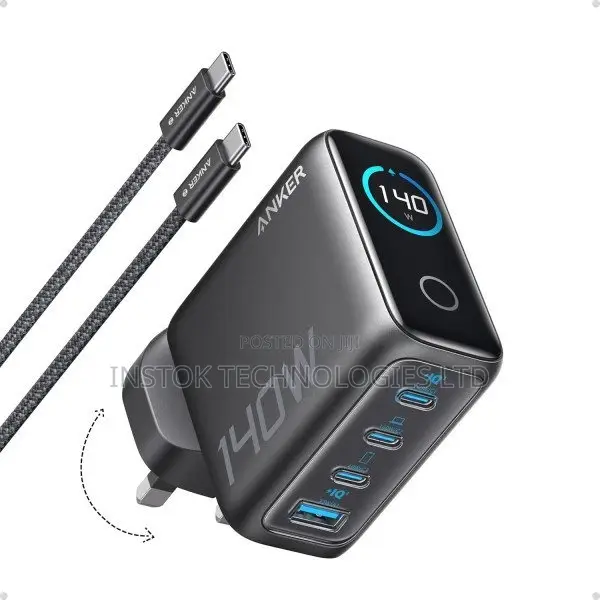 Anker Laptop Charger (140w, 4-port, Pd 3.1) + Usb-c Cable