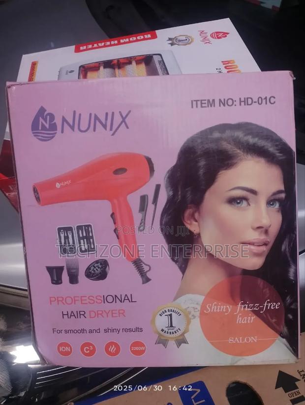 Nunix (Hd-01c) Professional Hair Dryer 3 Heat Settings 