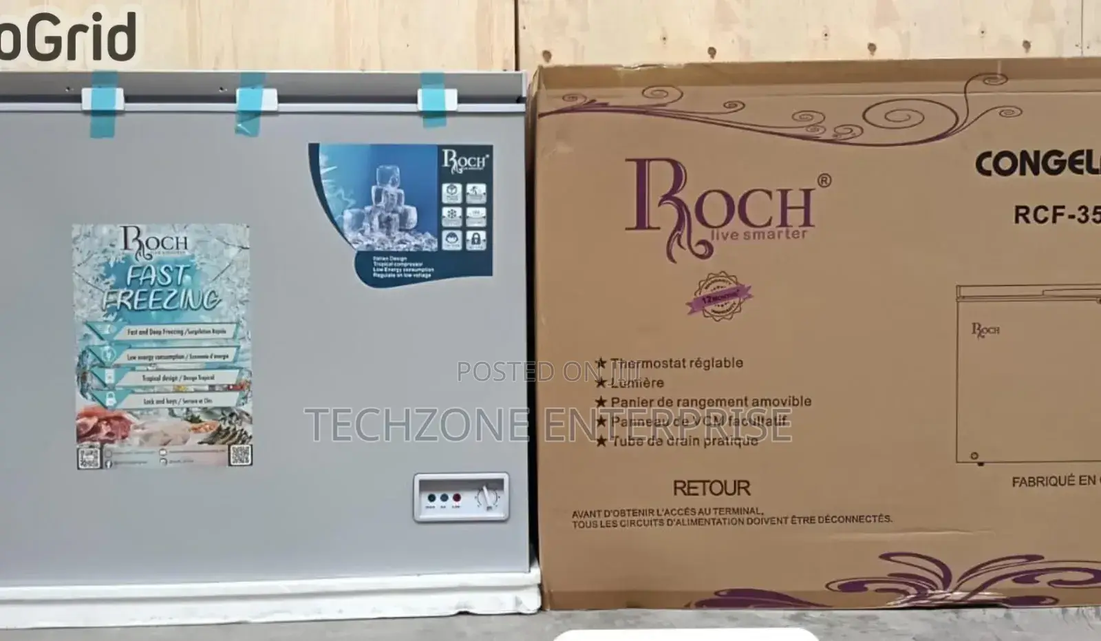 Roch RCF-350-G 282l Chest Freezer With Lockable Door 
