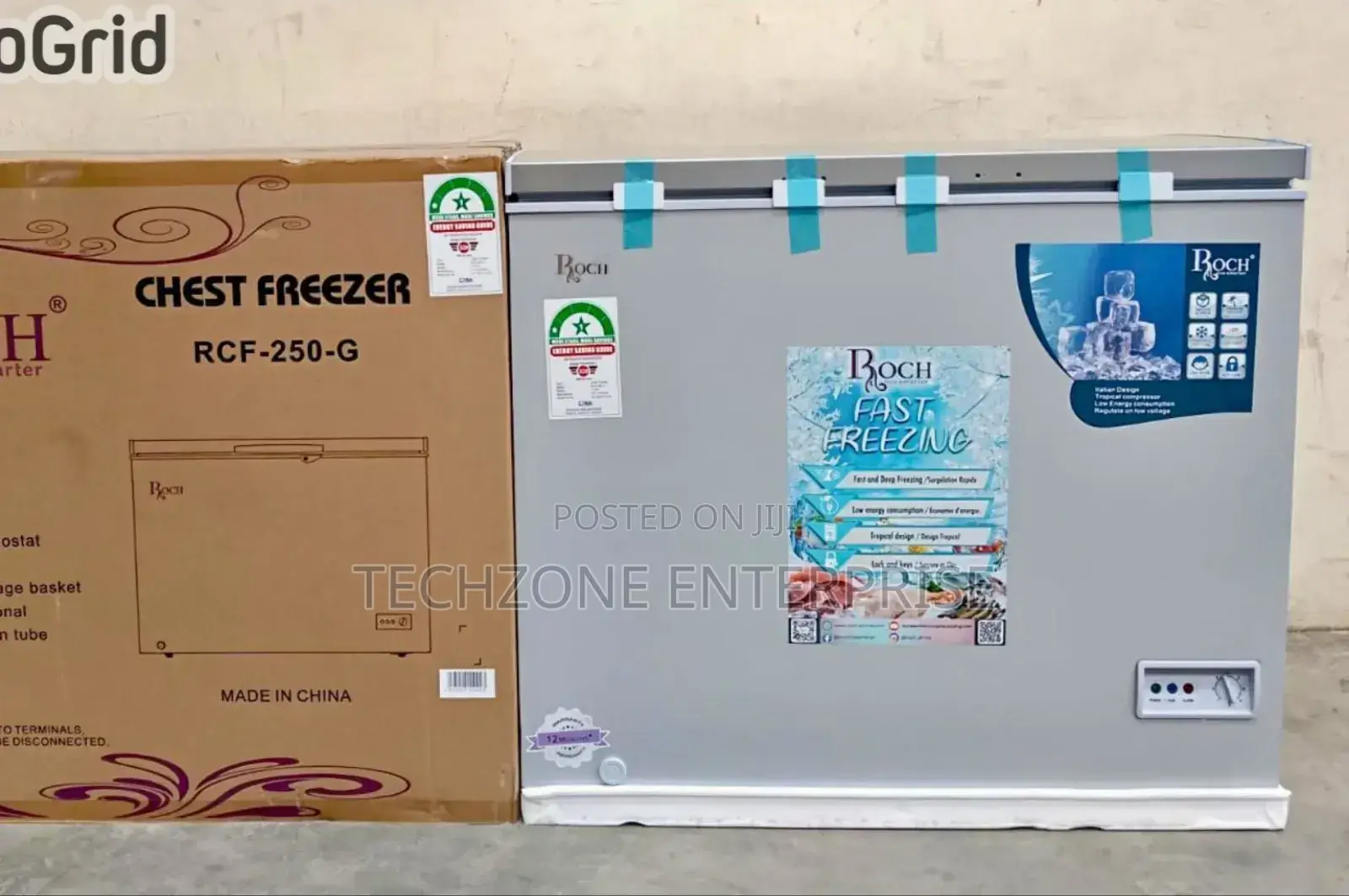 Roch 190l Chest Freezer, Silver (Rcf 250g) With Low Noise 