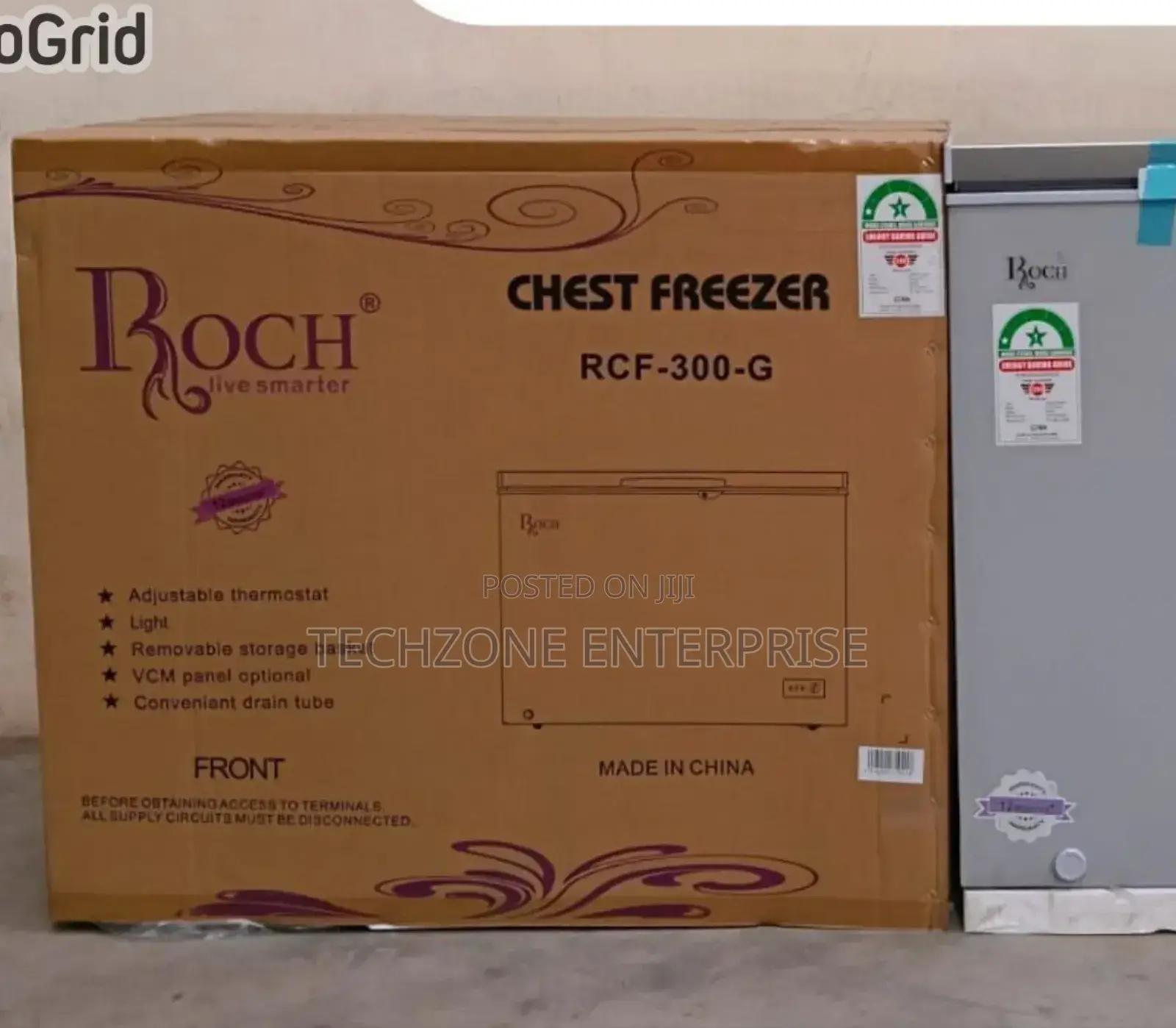 Roch 230 Litres Chest Deep Freezer - Silver 
