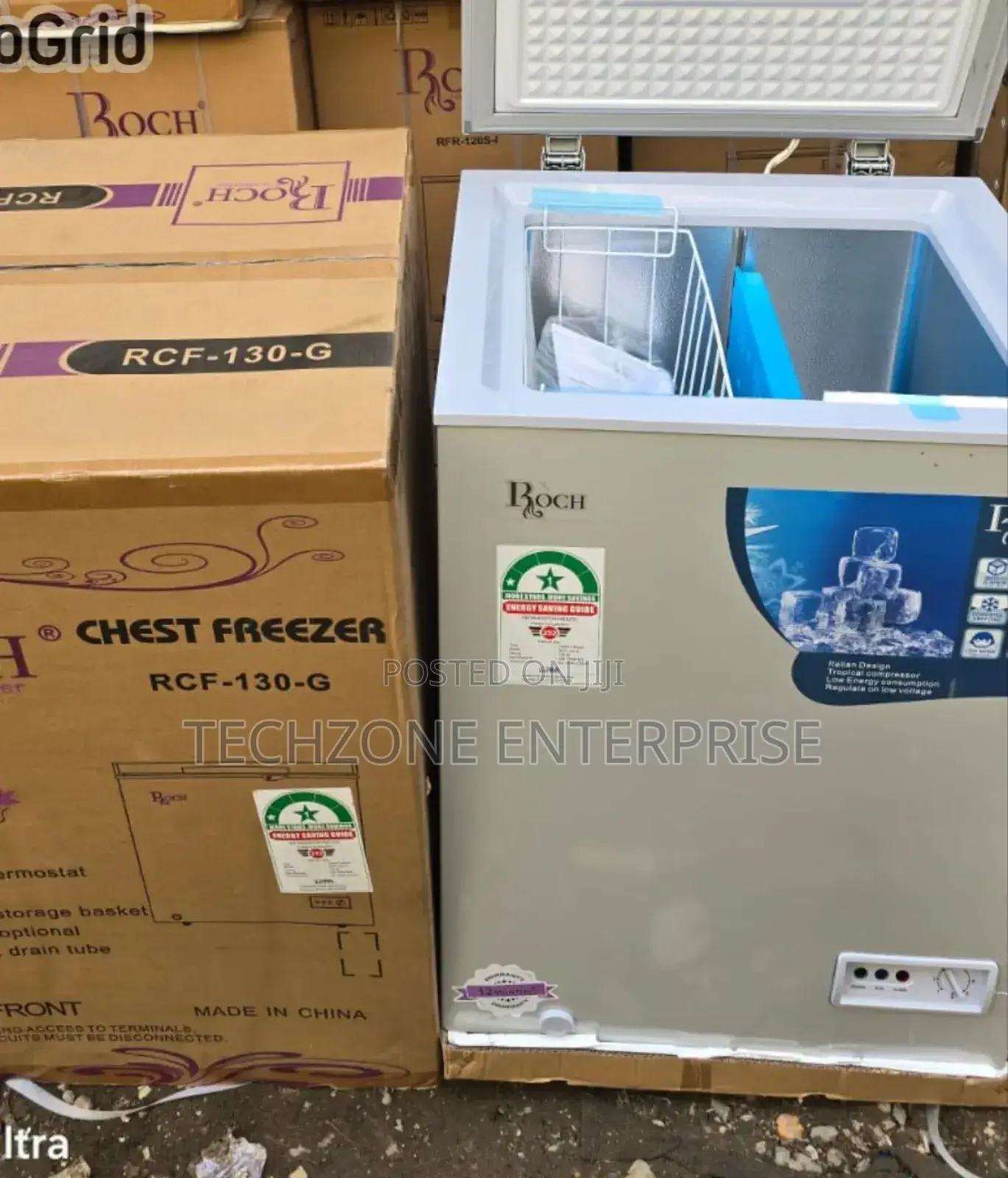 Roch RCF-130-G 100l Chest Freezers Low Noise Operation 