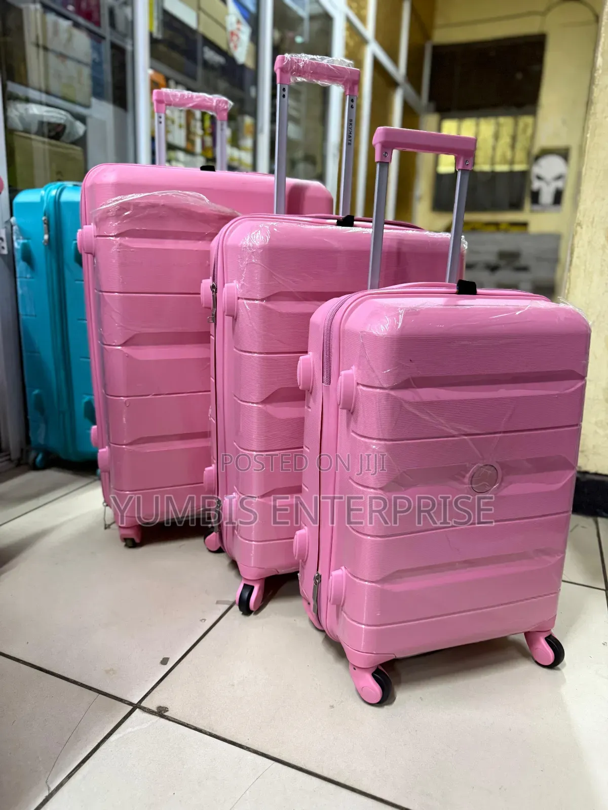 Baby Pink Rubber 3 in 1 Suitcases at 8500 KSH Set Luggage