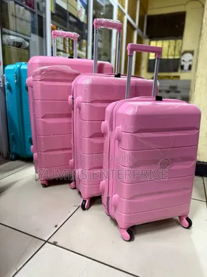 Baby Pink Rubber 3 in 1 Suitcases at 8500 KSH Set Luggage