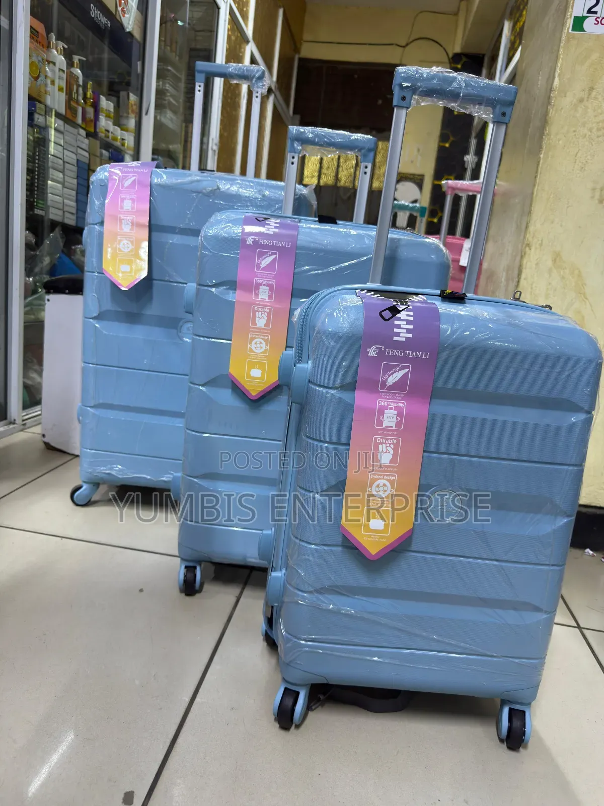 Sky Blue Rubber Suitcase 3 in 1 Set at KSH 8500 Each Set
