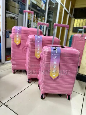 Unbreakable Rubber Suitcase Luggageset of 3 In1in Color Pink