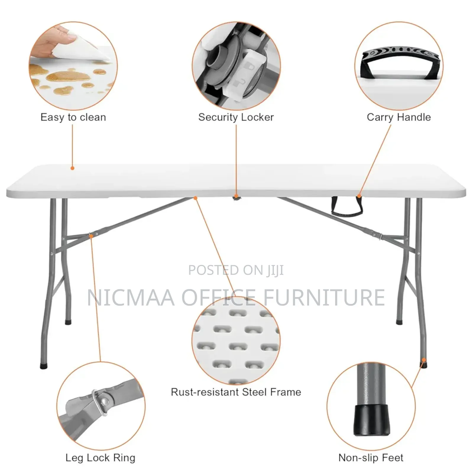 Skok Folding Picnic Utility Heavy Duty Table
