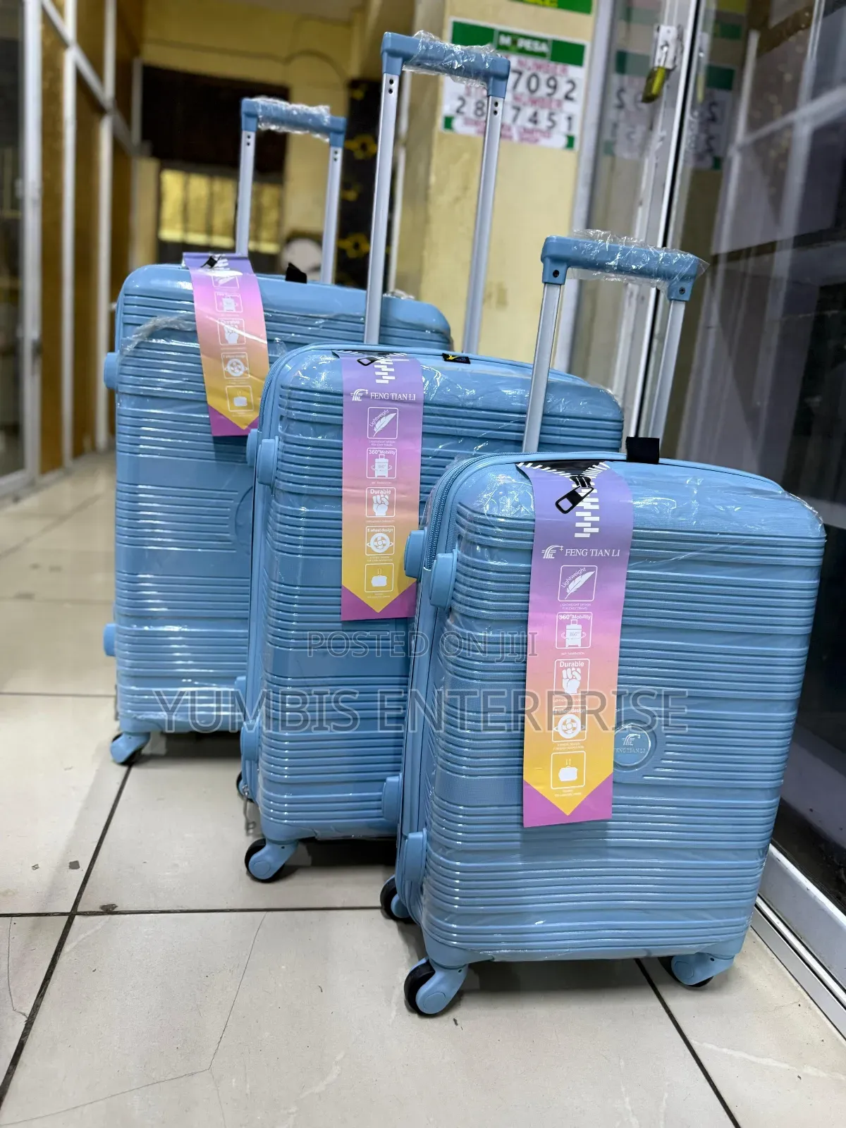 Sky Blue Rubber Luggage Suitcase Set at 8500 Each Available