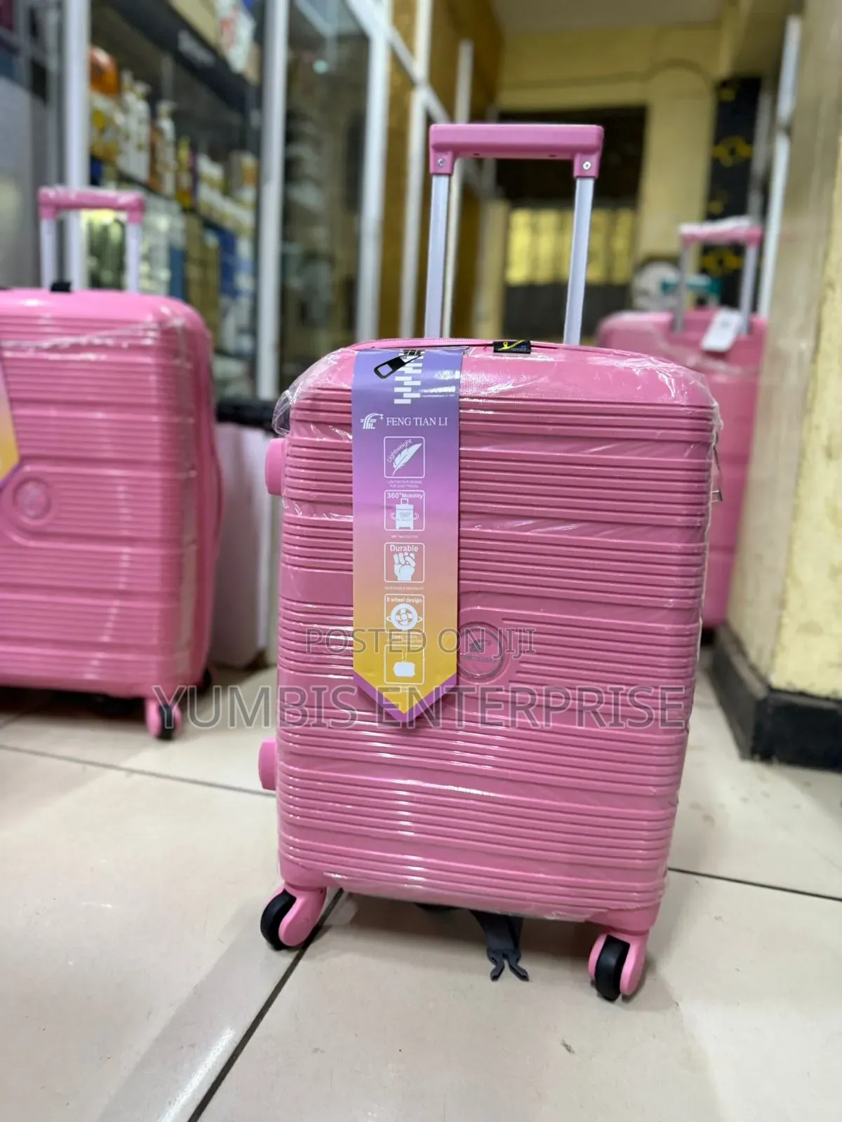Pink Small Size Rubber Carryon Suitcase at 2000