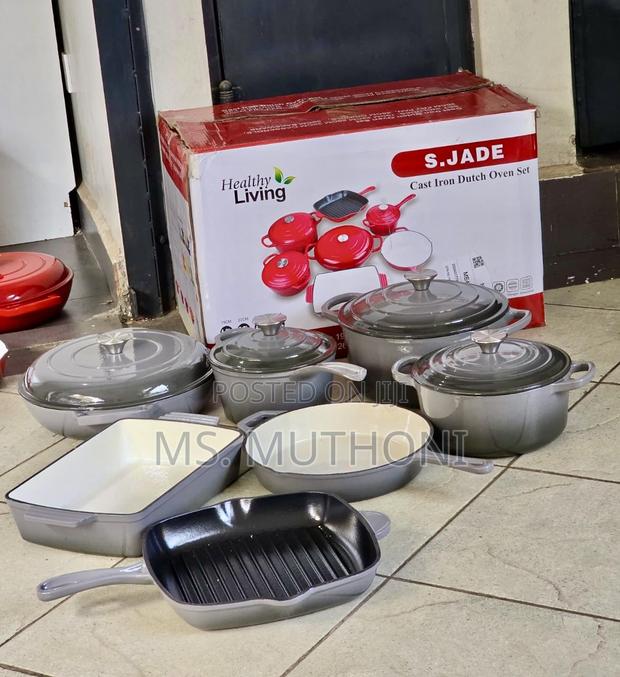 Gray 11pcs Enamel Cast Iron Dutch Oven Set