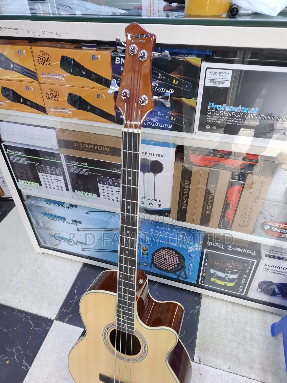 Sqoe 4 String Bass Semi-Acoustic Guitar