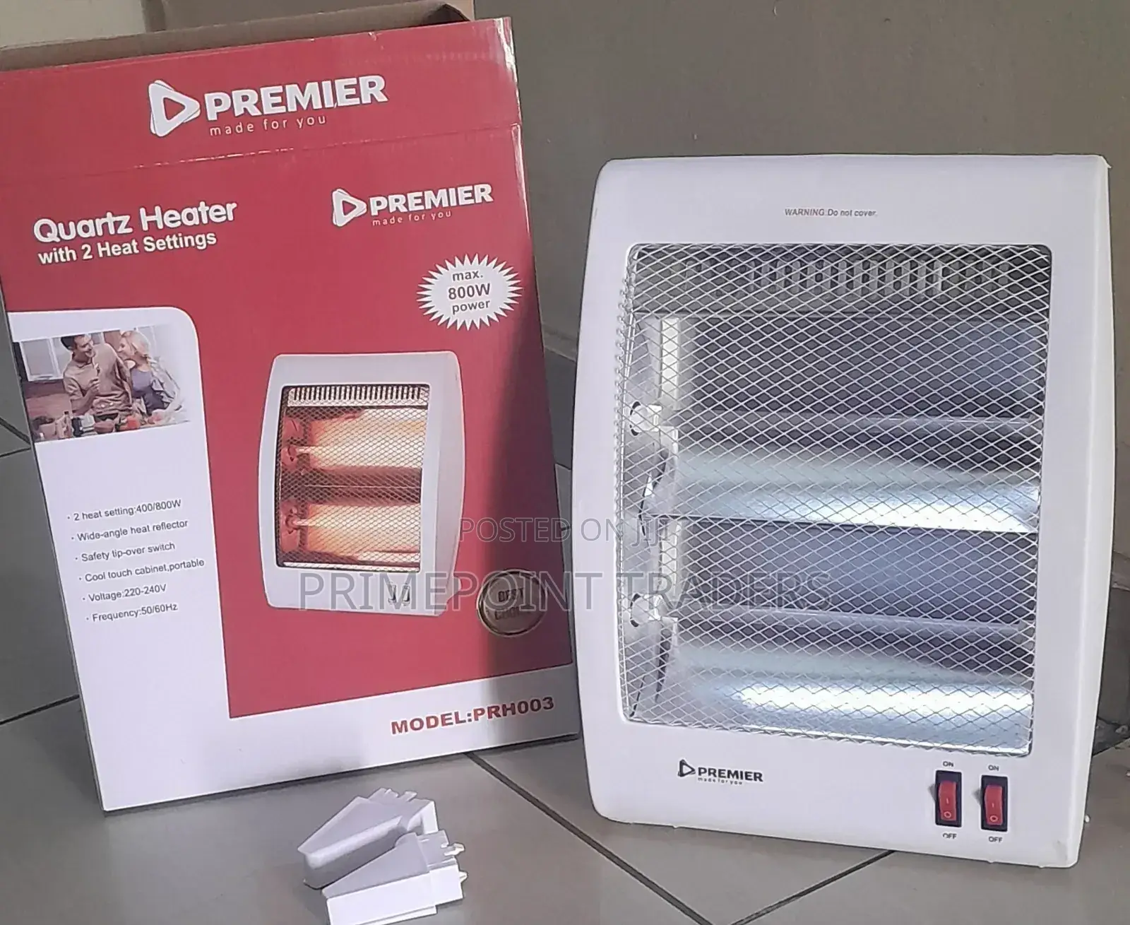 800w, Premier 2 Heat Setting Quartz Room Heater - Pr003