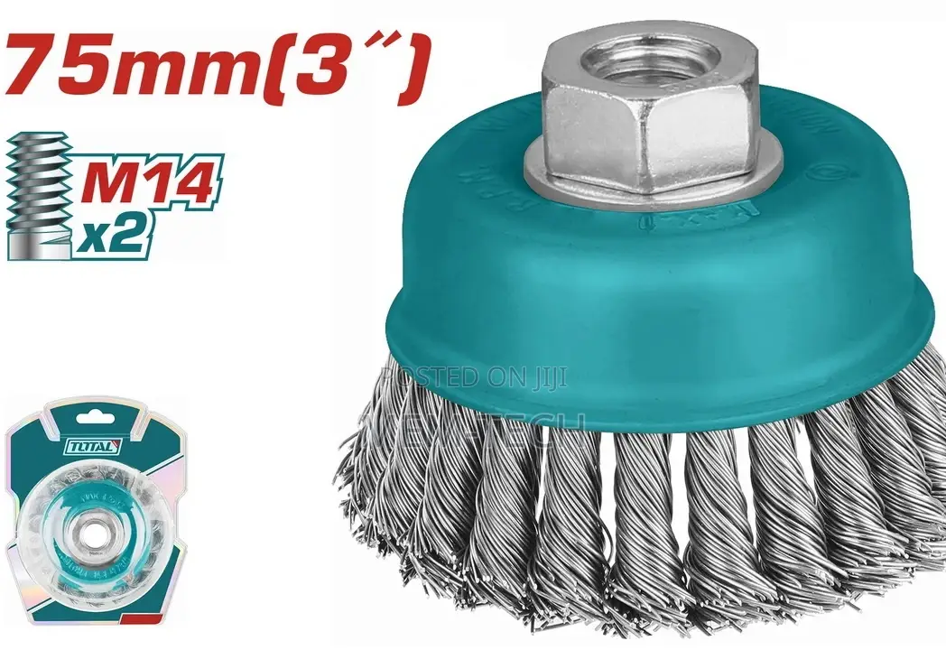 Total Tac32031 Wire Cup Brush
Dia: 75mm, 3"