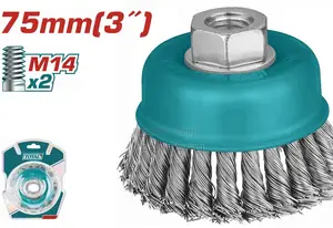 Total Tac32031 Wire Cup Brush
Dia: 75mm, 3"