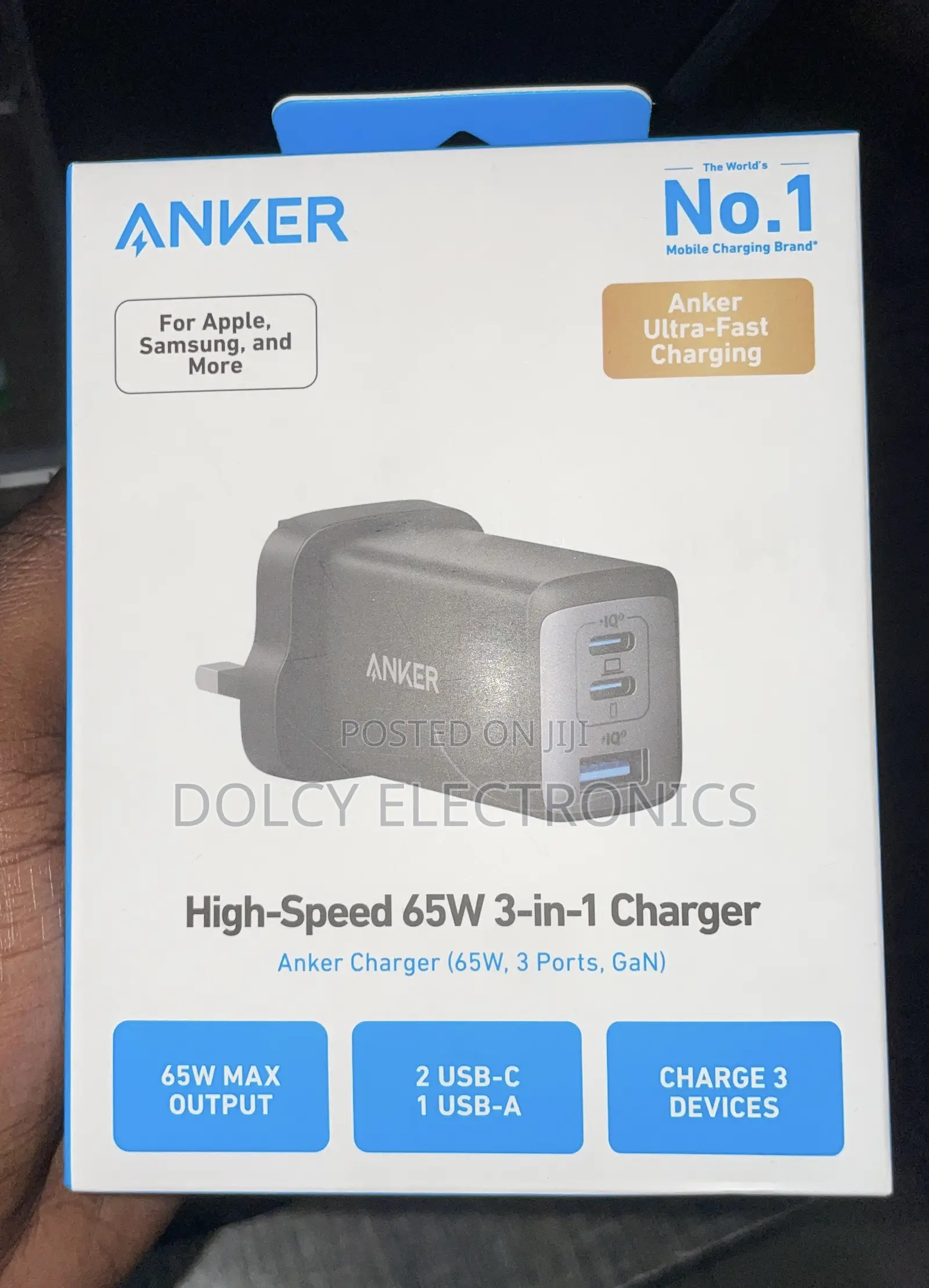 Anker Powerport Iii 3-Port 65w High Speed Usb-C Charger