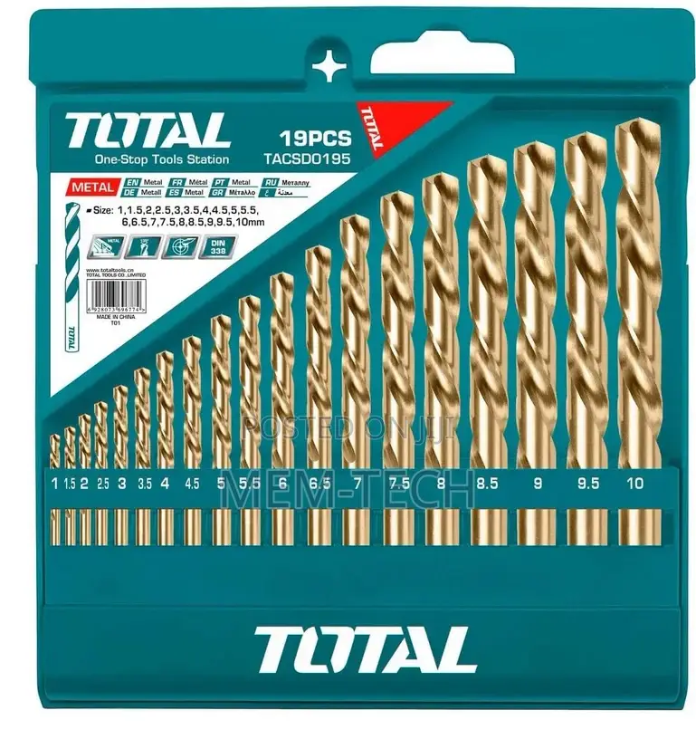 Total Tacsd0195 HSS Twist Drill Bits Set 19pcs