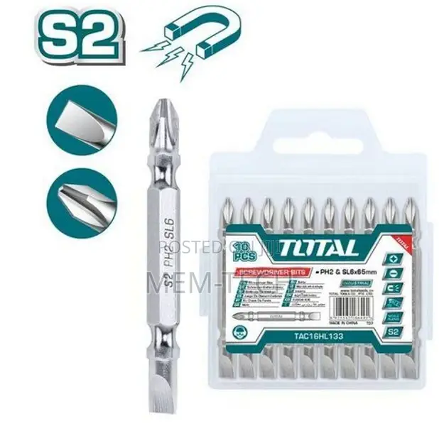 Total Tac16hl133 Screwdriver Bit
Ph2+Sl6.0,65mm,10pcs/Set