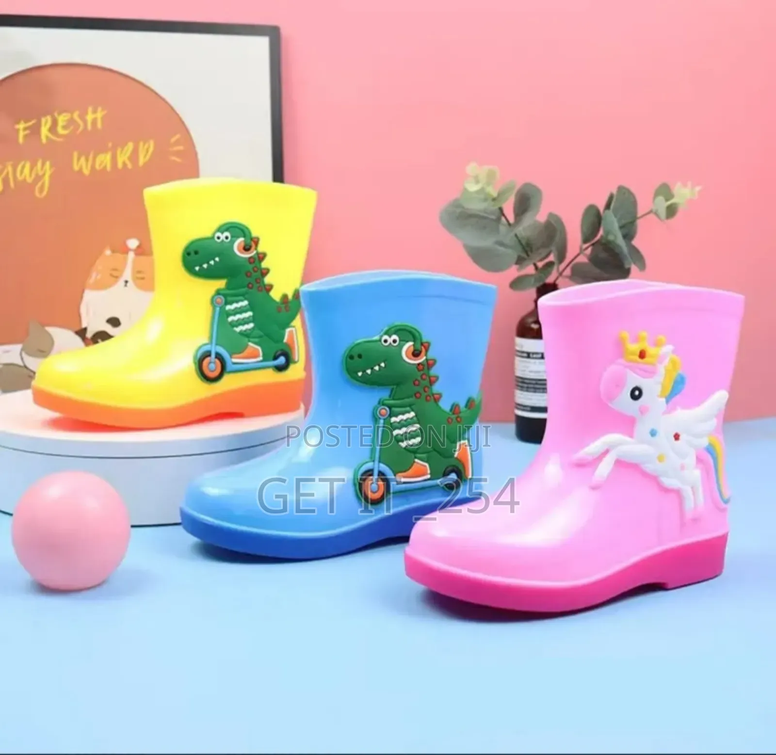 Kid's Rainboots
Size 26-40
Shades: Pink,  Blue, Yellow