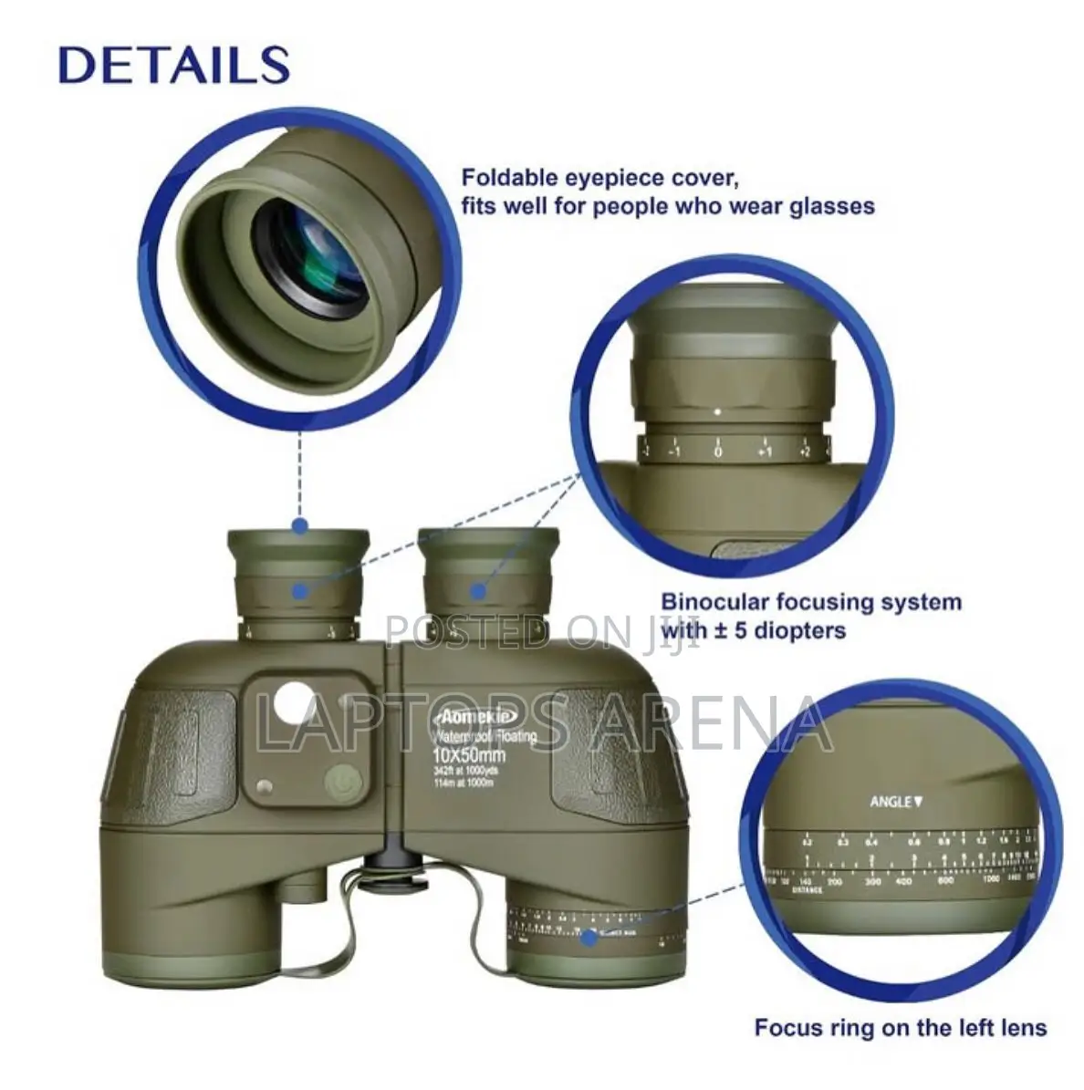 Marine Binoculars With Rangefinder Compass Bak4 Prism