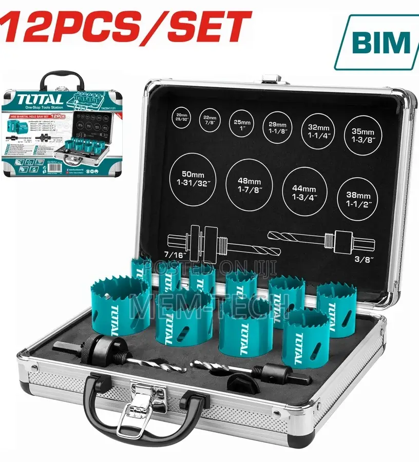 Total Tacsh1121 Bi-Metal Hole Saw Set 12pcs