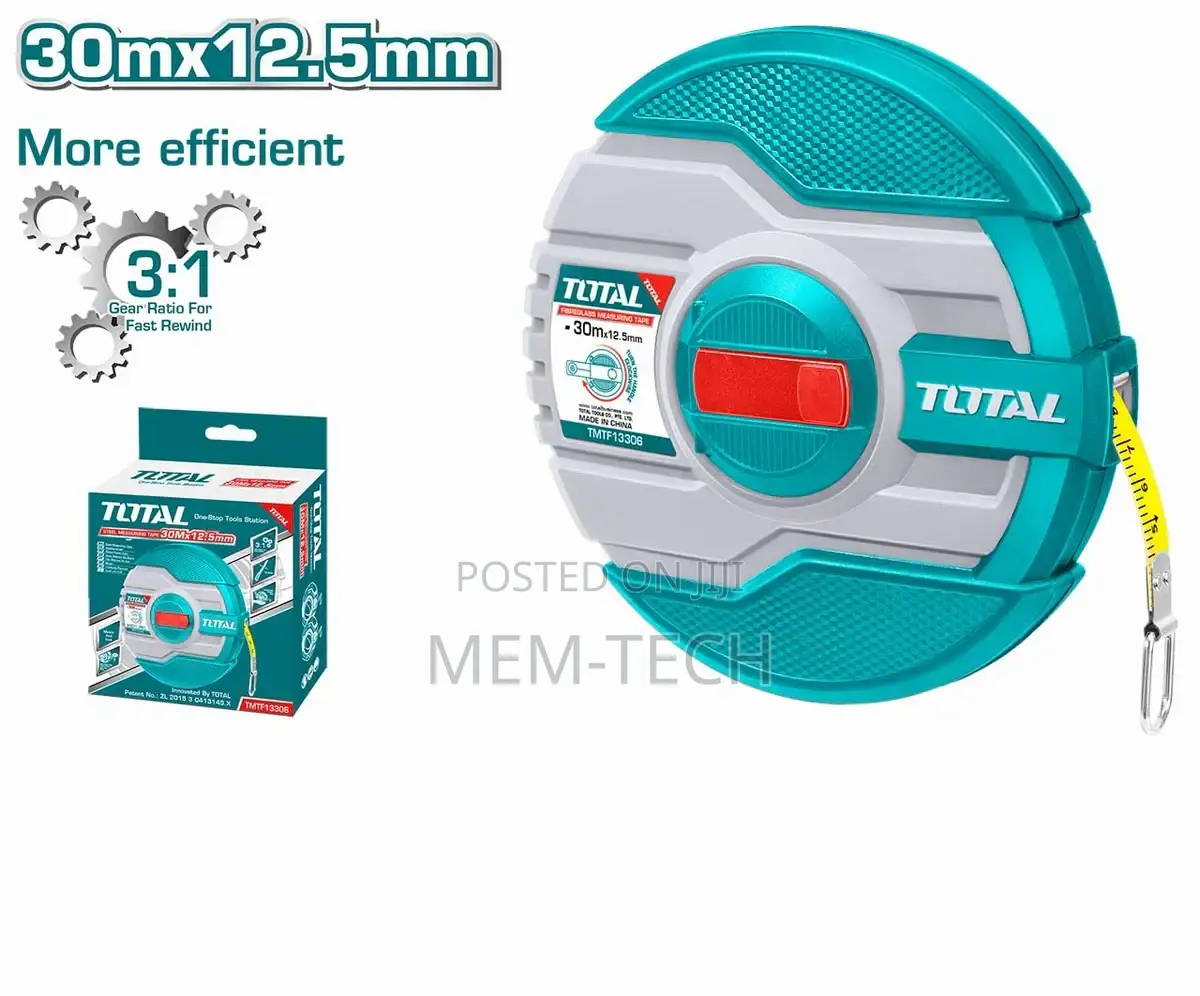 Total Tmtf13306 Fiberglass Measuring Tape 30mx12.5mm