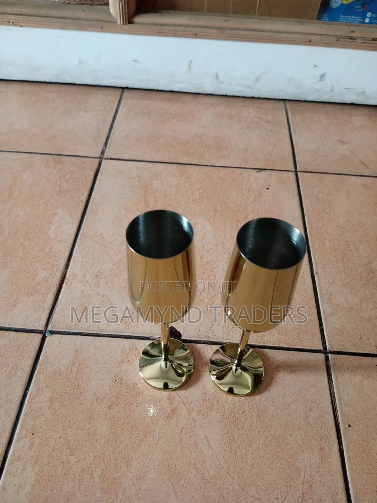 2pc Stainless Steel Wine Glass/Gold Steel Champagne Glass