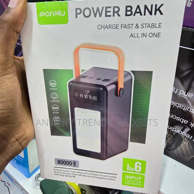1 To 6 Multi-port Power Bank – 80000mah High Capacity