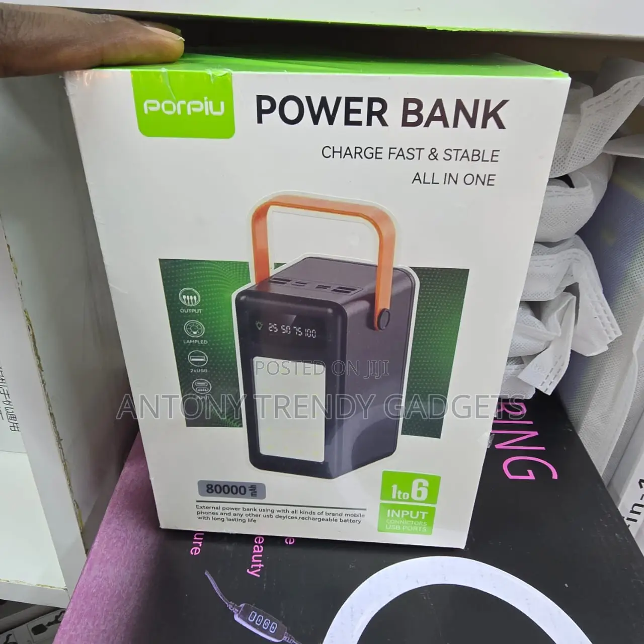High Capacity Power Bank – 80000mah, 6 Usb Outputs