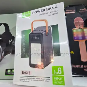 80000mah External Battery– 1-to-6 Fast Charging Power Bank