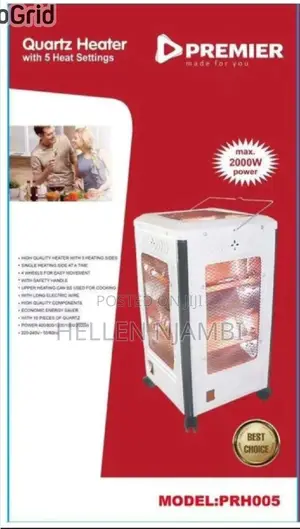 Premier 2000w Quartz Room Heater With 5 Heat Settings