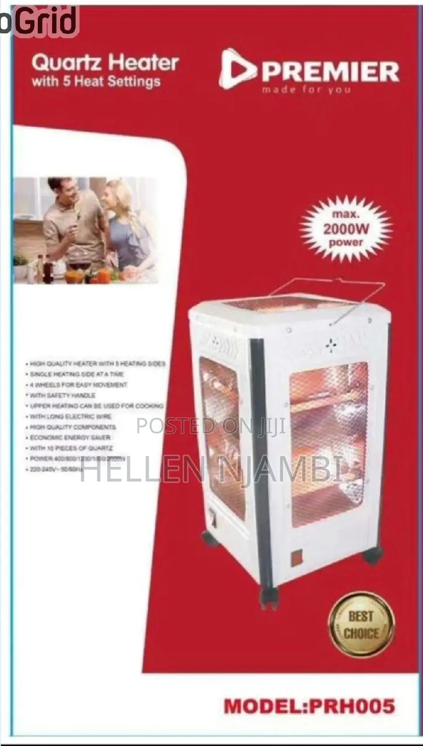 Premier 2000w Quartz Room Heater With 5 Heat Settings