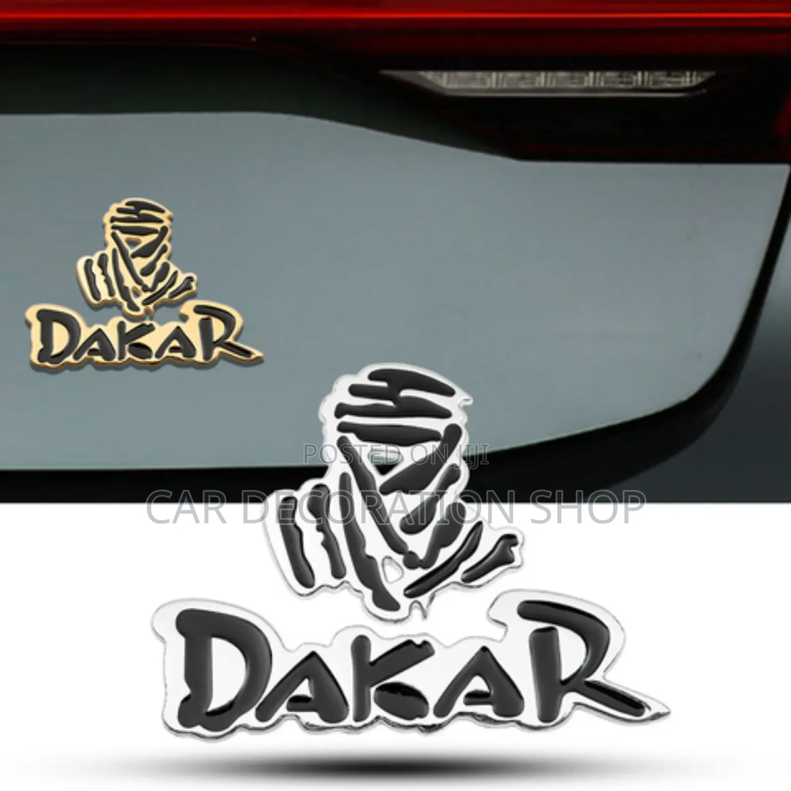Racing Rally Dakar Metal Sticker in Gold or Silver