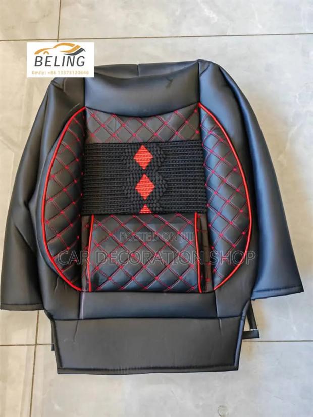 Black Car Leather Seat Cove Wit Neckpillow,Steering,Belt Pad - thumbnail 3