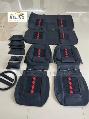 Black Car Leather Seat Cove Wit Neckpillow,Steering,Belt Pad