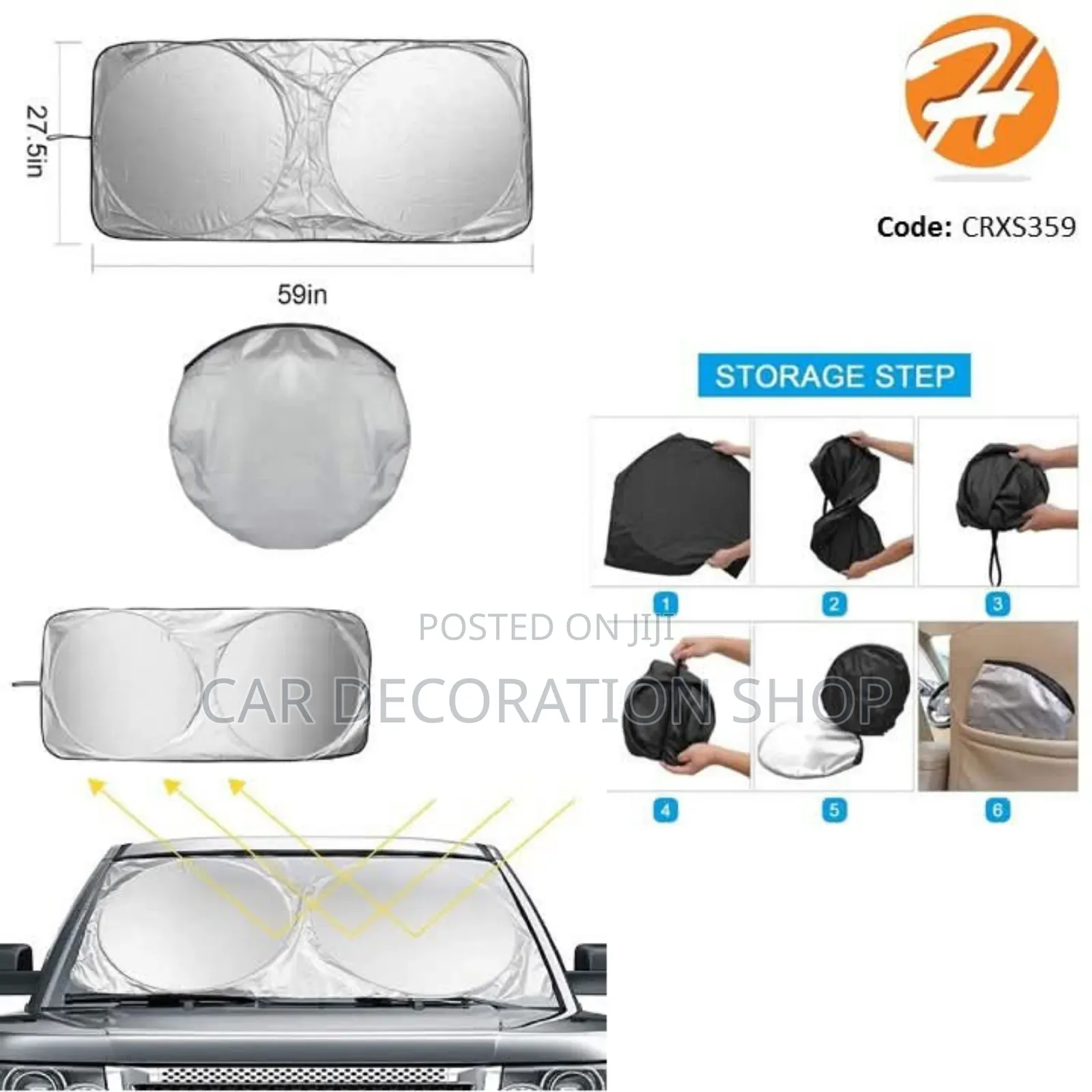 Round Designed Foldable Universalsilver Reflective Sunshade
