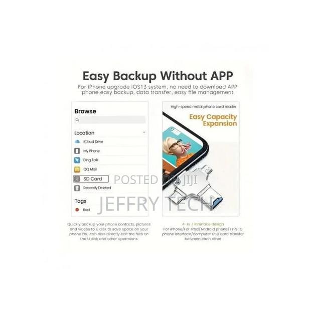 4 in 1 Micro Sd Memory Card Reader for iPhone, Isub, Android - thumbnail 2