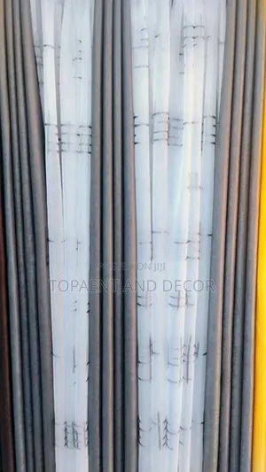 Grey Soft Plain Curtains With Stylish Grey Patterned Sheer