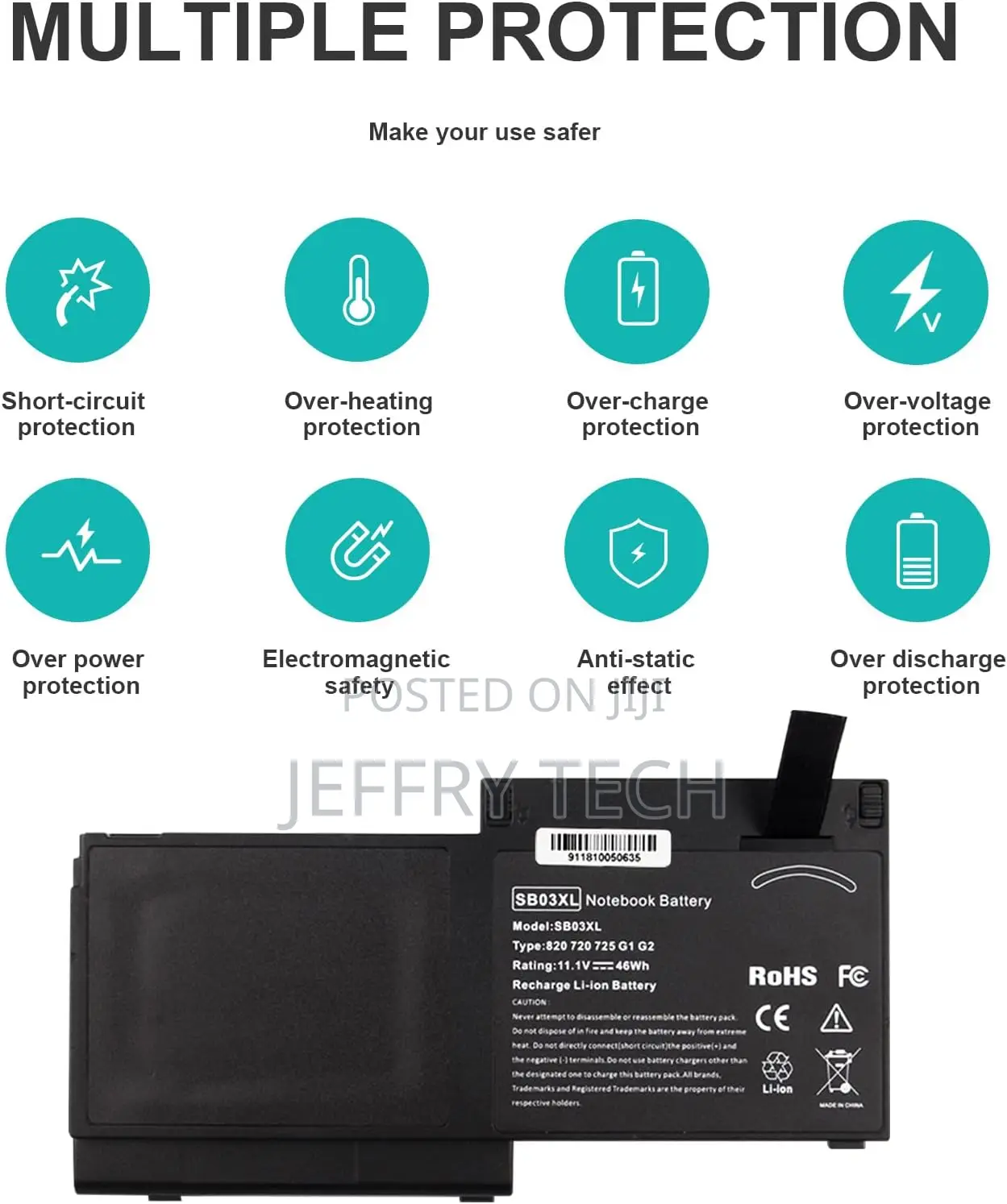 Battery for Hp Elitebook 720 725 G2 820 G1 G2 71