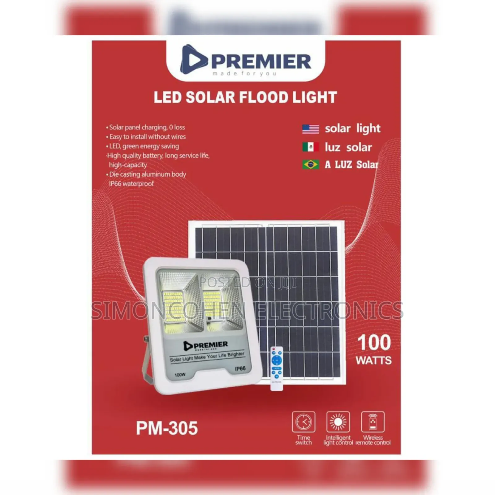 Premier Solar Flood Light 100w