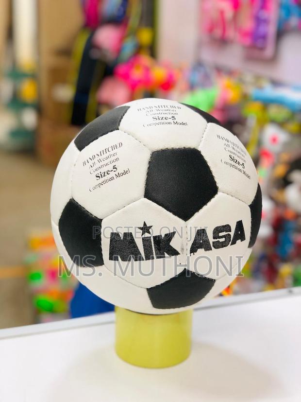 Black/ White Size 5 Leather Soccer Ball