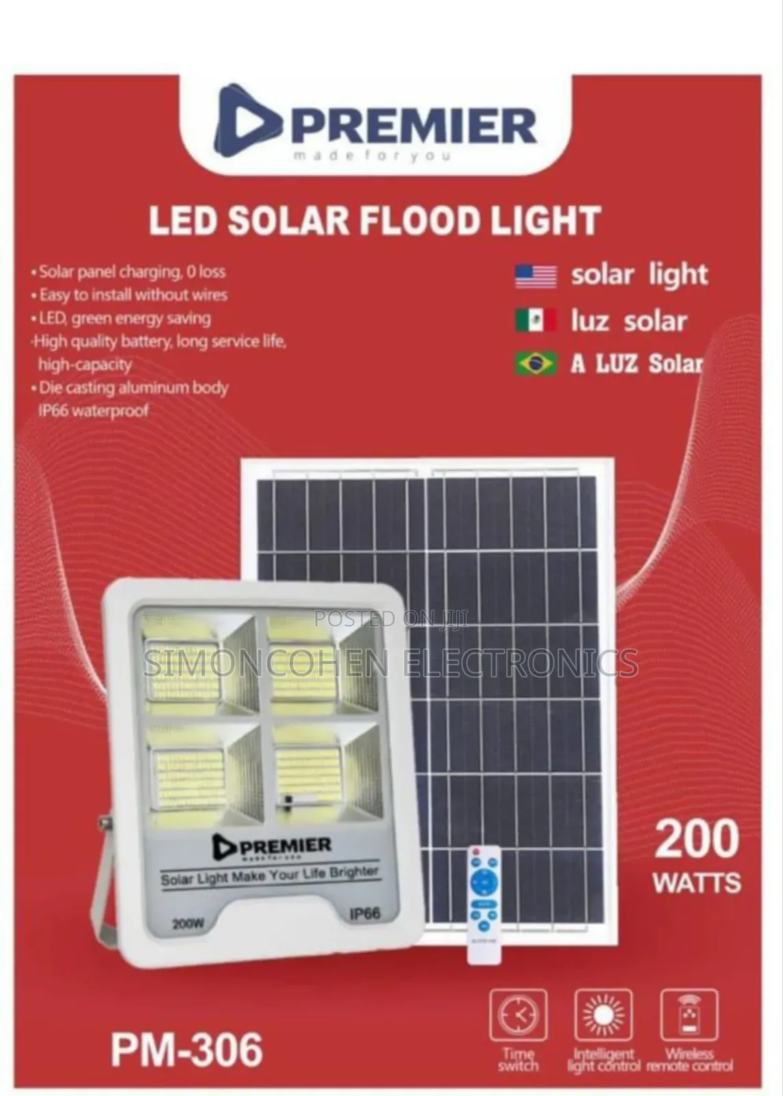 Premier 200w Solar Flood Light