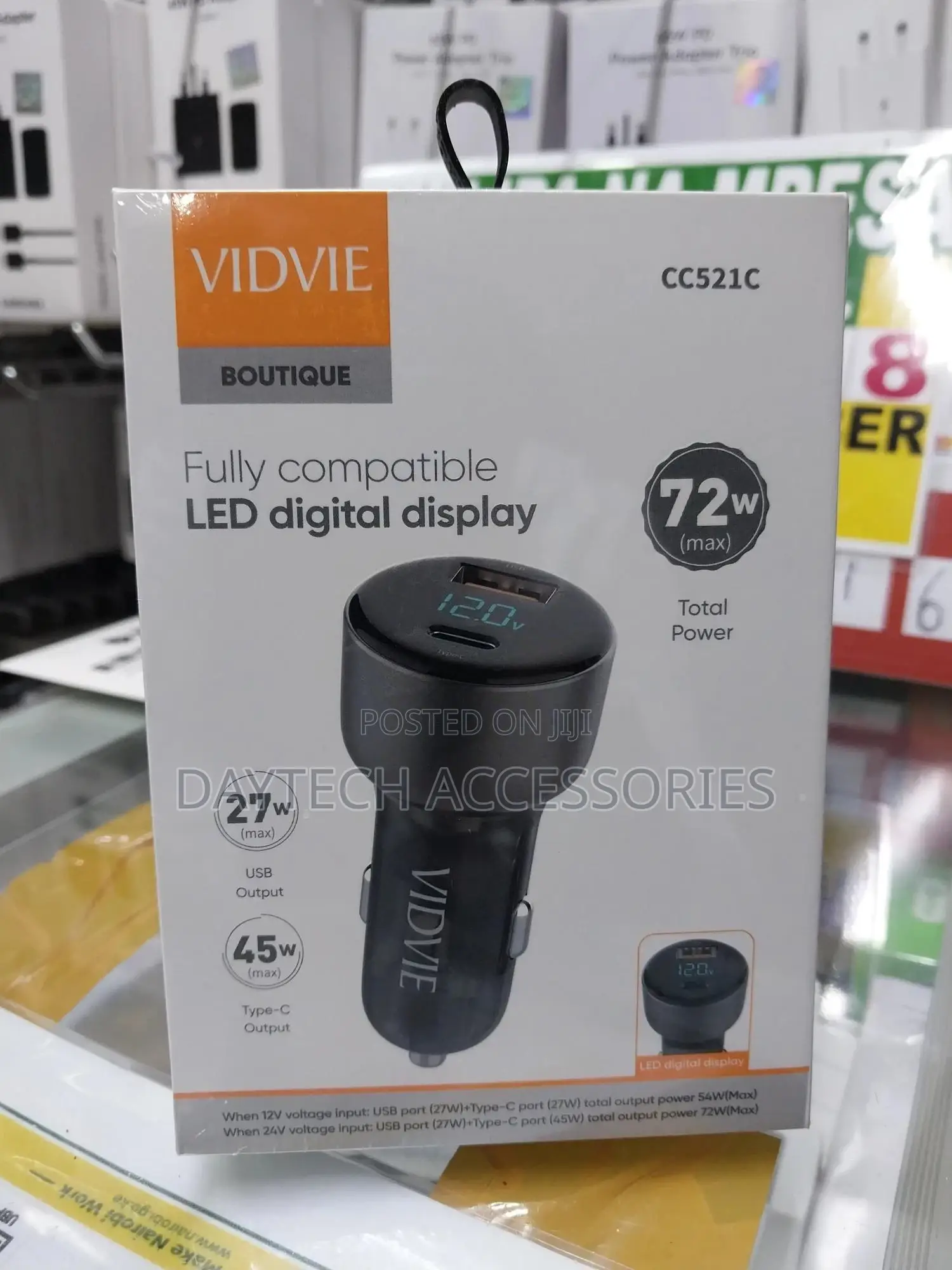 Vidvie Cc521c Car Charger With Led Digital Display 72w.