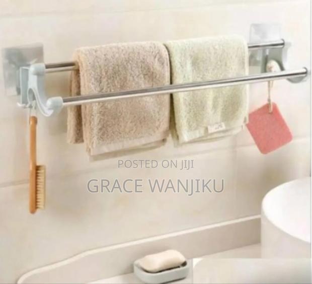 *34cm Self Adhesive Double Pole Towel Holder,