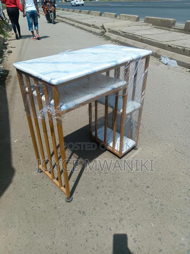 Nail Marble Table With Shelves  - main view