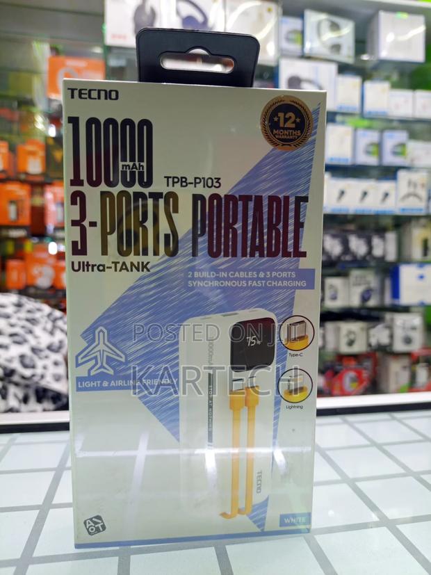 Tecno TPB-103 10000mah Ultra Power Bank With Led Display - thumbnail 3