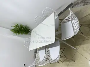 6 Seater Dining Table Marble Stone Table White Eames Chairs